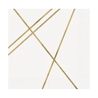 Modern Gold & Purple Beverage Napkins, 16 Count