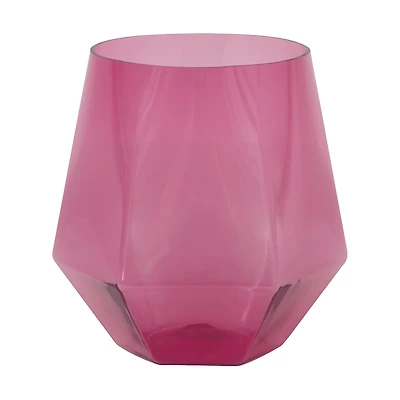 Burgundy Diamond Shaped Stemless Plastic Wine Glass, 12 oz