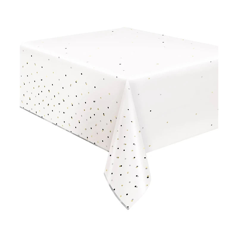 321 Party! Foil Modern Gold Confetti Tablecloth 54 in x 84 in in