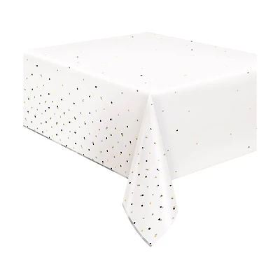 321 Party! Foil Modern Gold Confetti Tablecloth 54 in x 84 in in