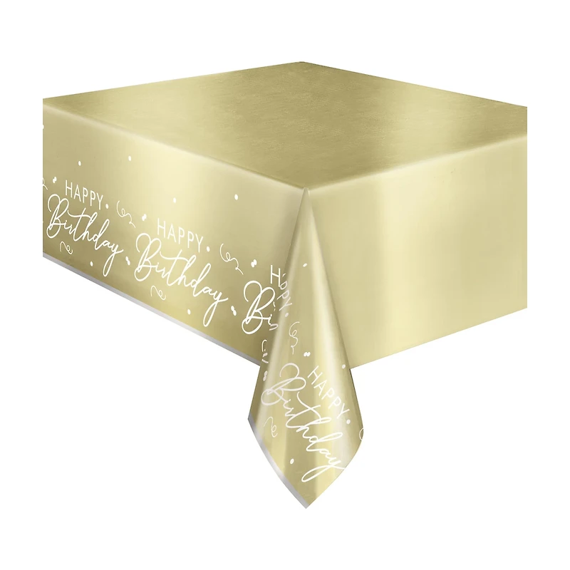 Happy Birthday Gold Foil Table Cover