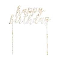 Gold Confetti Happy Birthday Cake Topper