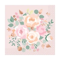 Pink Blooms Beverage Napkins, 16 Count