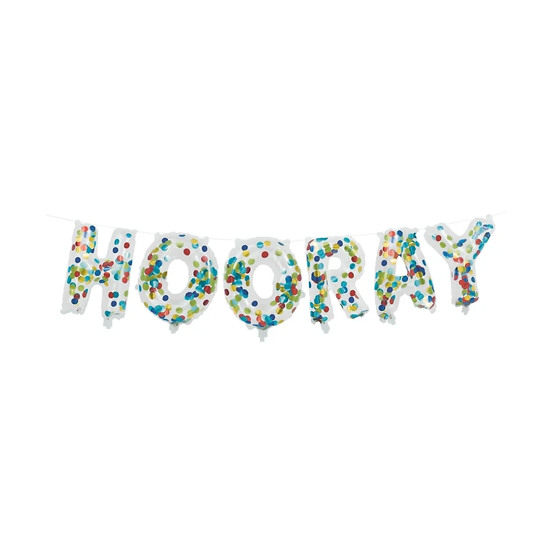 Clear Confetti 'Hooray' Balloon Banner Kit