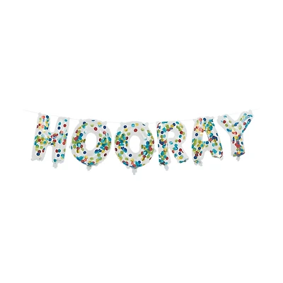 Clear Confetti 'Hooray' Balloon Banner Kit