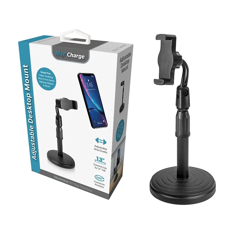 Max Charge Adjustable Desktop Mount, Black