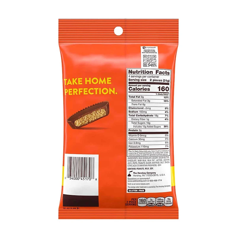 Reese's Milk Chocolate & Peanut Butter Snack Size Cups Candy, 4.4 oz