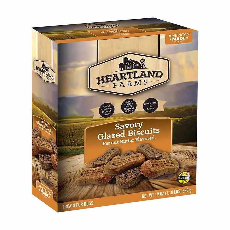 Heartland Farms Savory Glazed Biscuits Dog Treats - Peanut Butter, 4.5 oz