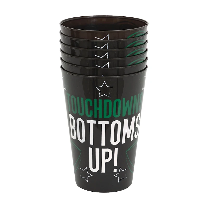 'Touchdowns Bottoms Up' Kickoff Football Plastic Cups, 6 Count
