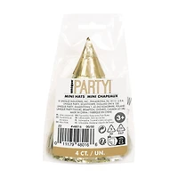 Unique Party! Mini Gold Foil Fringe Party Hats, 4 ct