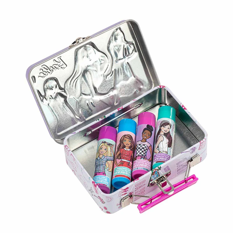 Barbie Princess Plant Based Lip Balm with Tin Case, 4 ct