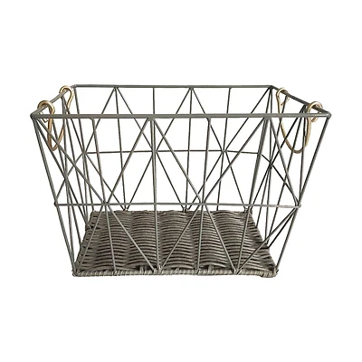 Metal Frame Wire Basket, Square, Medium