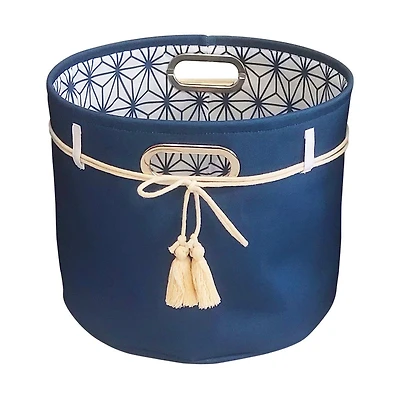 Canvas Basket, Blue, Round