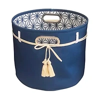 Canvas Basket, Blue, Round