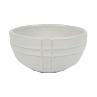 Embossed Round Ceramic Bowl, White
