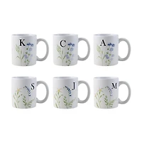 Floral Design Ceramic Monogram Mug, 13.5 oz