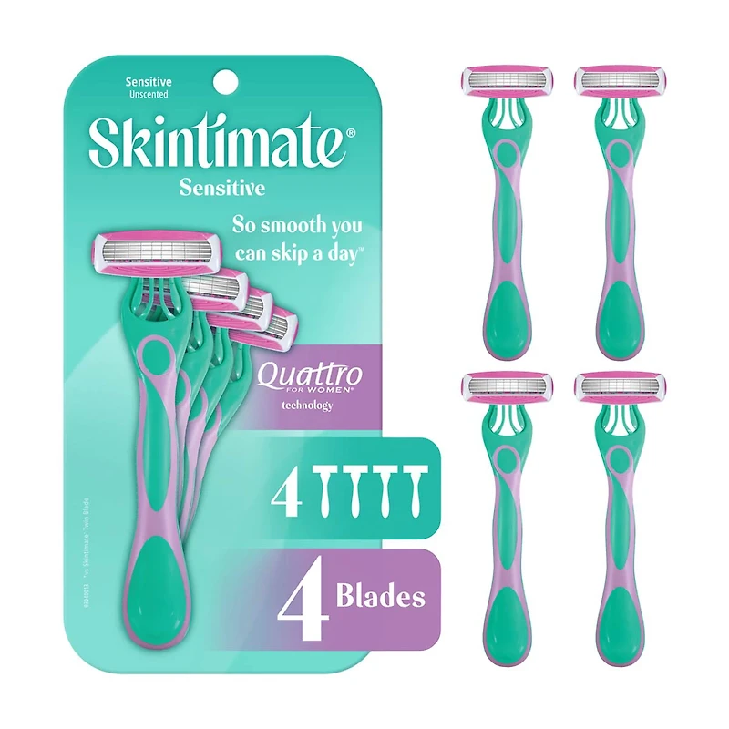 Skintimate Sensitive Quattro 4 Blade Razor, 4 ct