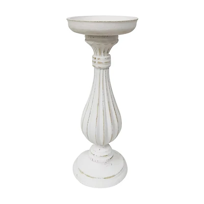 Wooden Pillar Candle Holder, Large, White