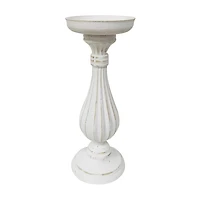 Wooden Pillar Candle Holder, Large, White