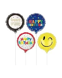 Round Foil Balloons on a Stick, 9 in, Assorted