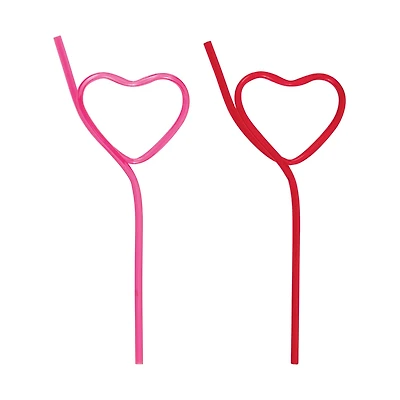 Unique Party! Heart Shaped Plastic Straws, 8 ct