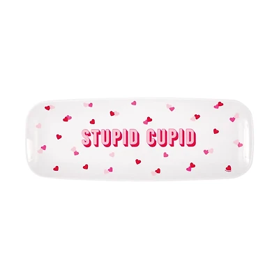 'Stupid Cupid' Plastic Serving Tray, Red & Pink