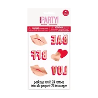Unique Party Foil Valentine's Day Tattoos, 24 Count