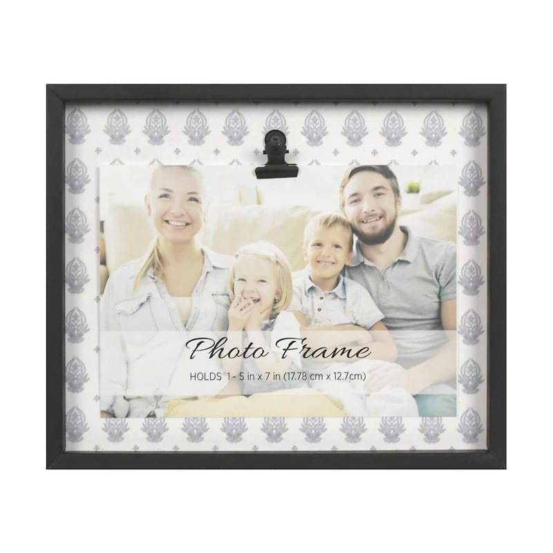 Photo Frame with Clip, Black, 5 in x 7 in