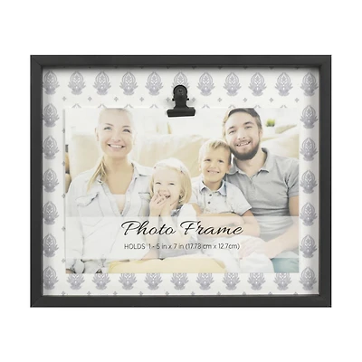 Photo Frame with Clip, Black, 5 in x 7 in