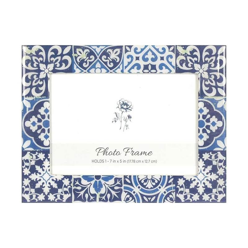Picture Frame, Lacquered Blue Tile, 5 in x 7 in
