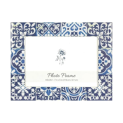 Picture Frame, Lacquered Blue Tile, 5 in x 7 in