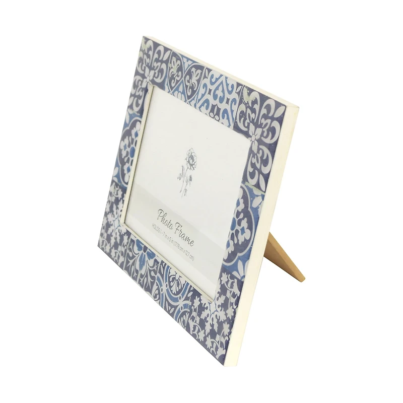 Picture Frame, Lacquered Blue Tile, 5 in x 7 in