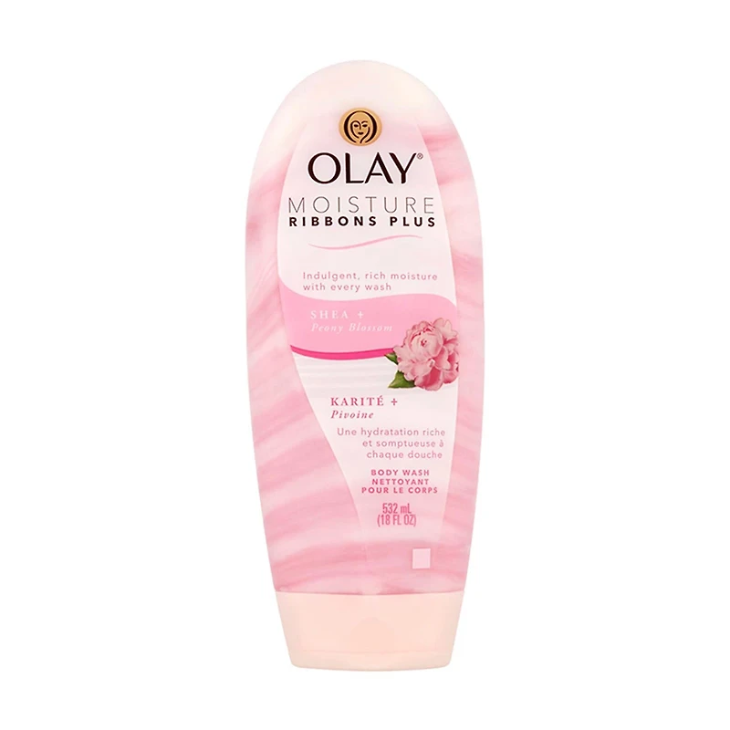 Olay Moisture Ribbons Plus Shea + Notes of Peony Blossom Body Wash, 18 fl oz
