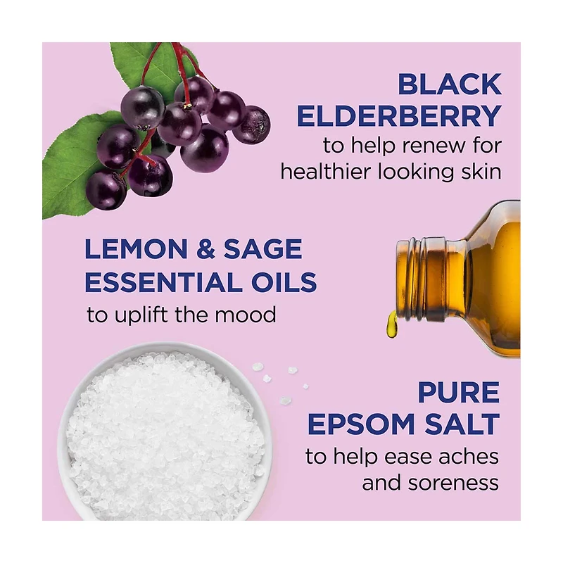 Dr Teal's Pure Epsom Salt Soak with Black Elderberry & Vitamin D, 3 lbs