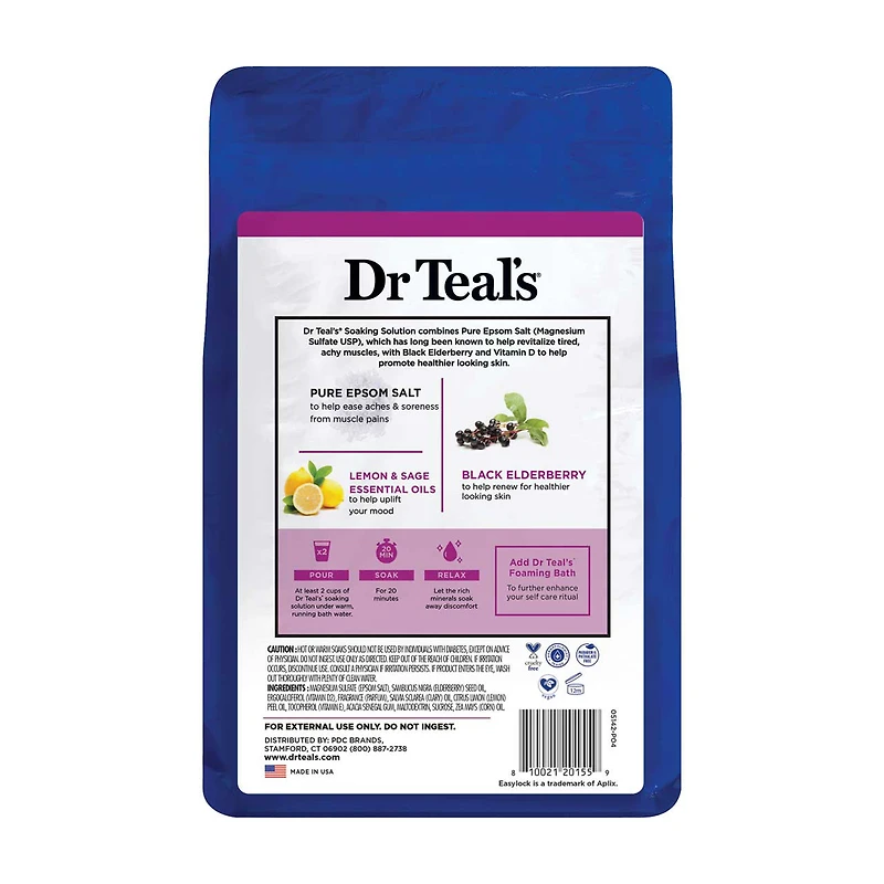 Dr Teal's Pure Epsom Salt Soak with Black Elderberry & Vitamin D, 3 lbs