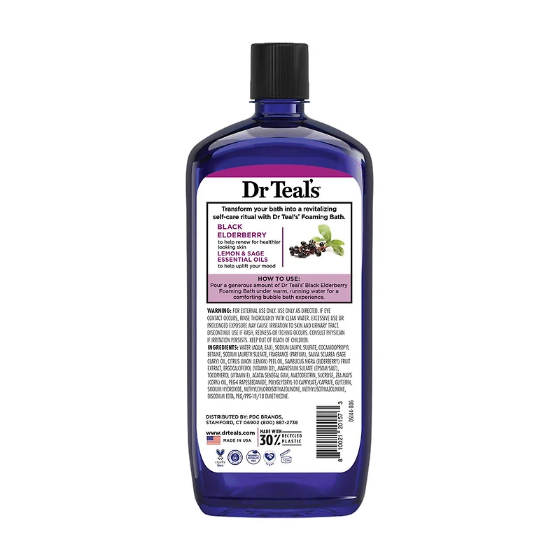 Dr Teal's Foaming Bath with Black Elderberry & Vitamin D, 34 fl oz.