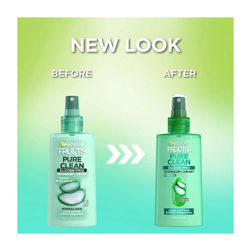 Garnier Fructis Pure Clean Detangler and Air Dry - Vitamin E + Aloe Extract, 5 fl oz