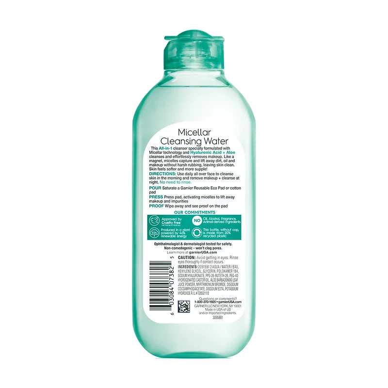 Garnier SkinActive Micellar Hyaluronic Acid Replumping Cleansing Water, 13.5 fl oz