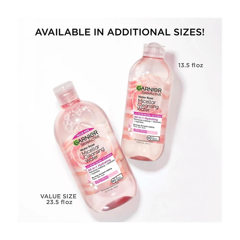 Garnier SkinActive Micellar Cleansing Water with Rose Water, 13.5 fl oz
