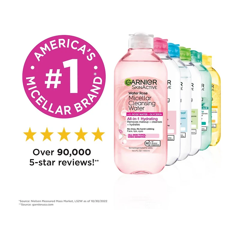 Garnier SkinActive Micellar Cleansing Water with Rose Water, 13.5 fl oz