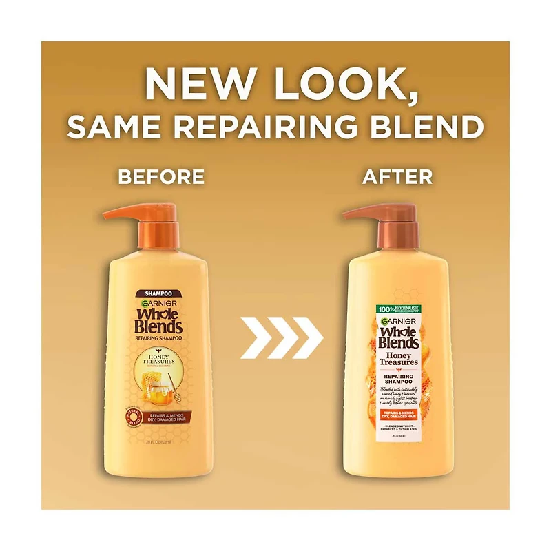 Garnier Whole Blends Honey Treasures Repairing Shampoo For Damaged Hair, 28 fl oz