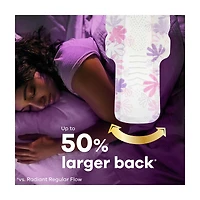 Always Radiant with FlexFoam Pads for Women, Size 4, Overnight Pad with Wings, Scented, 20 Count