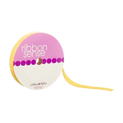 Ribbon Sense Grosgrain Yellow Dotted Morex Ribbon, 3/8 in