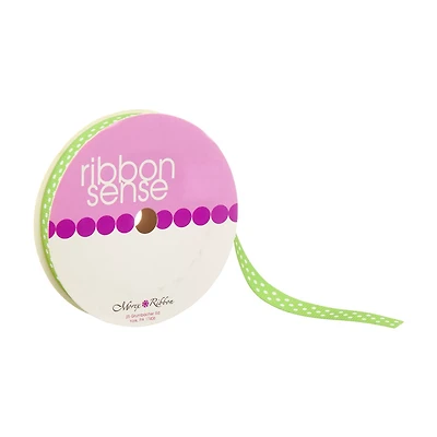 Ribbon Sense Grosgrain Dotted Lime Morex Ribbon, 3/8 in