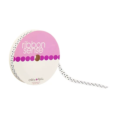 Ribbon Sense Grosgrain Dotted White Morex Ribbon, 3/8 in