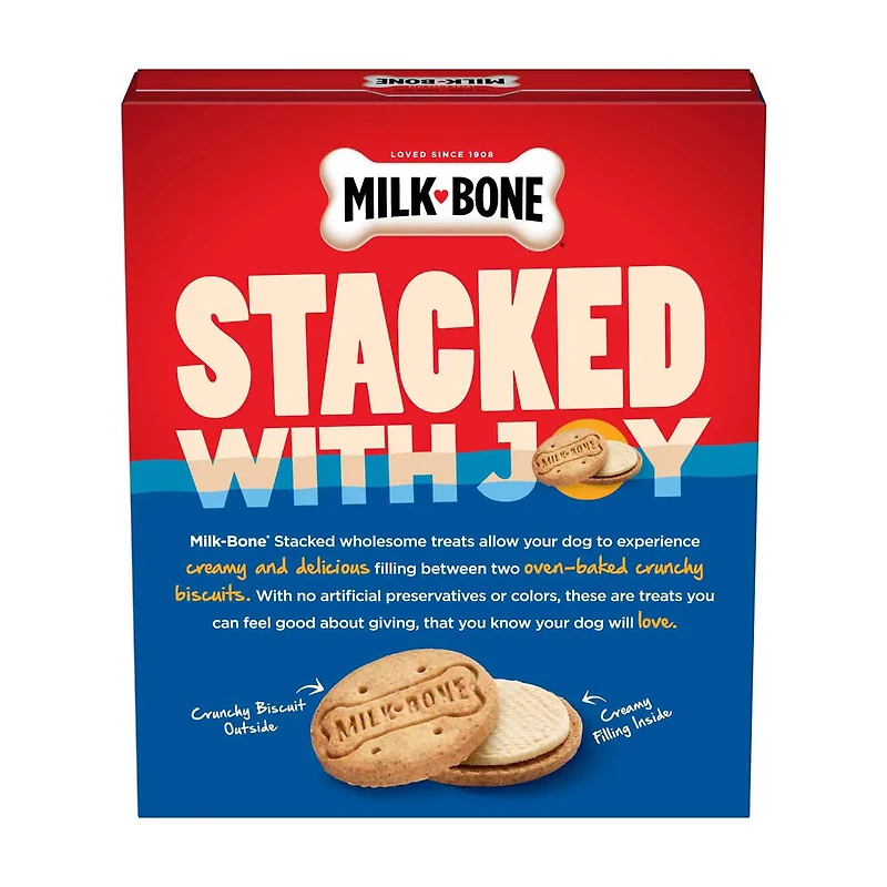 Milk-Bone Stacked Dog Biscuits, Molasses & Peanut Butter Flavor, Naturally & Art