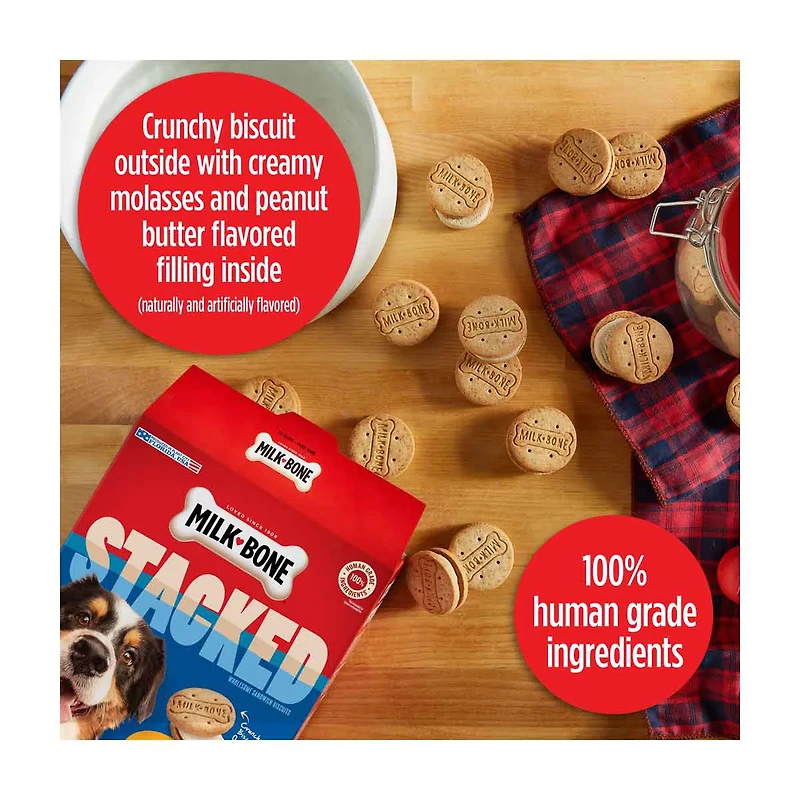 Milk-Bone Stacked Dog Biscuits, Molasses & Peanut Butter Flavor, Naturally & Art