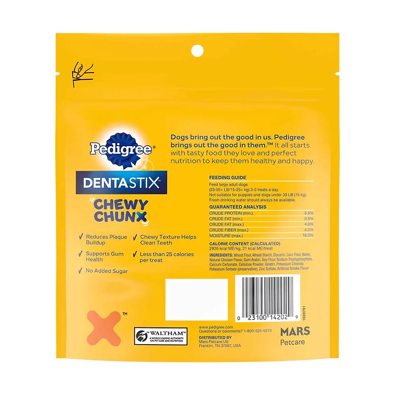 Pedigree DentaStix Chewy Chunx Chicken Flavored Dental Treats, Large Dogs 4 oz