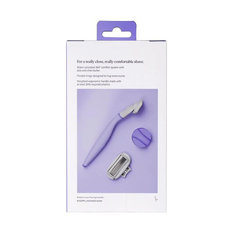 Flamingo Women's Razor with Handle, Lilac, 2 ct