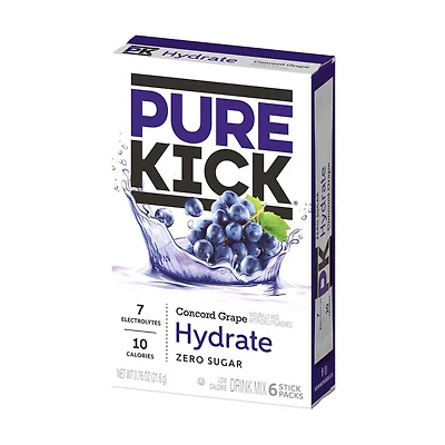 Pure Kick Hydrate Concord Grape Flavored Singles To Go Drink Mix, 6 ct
